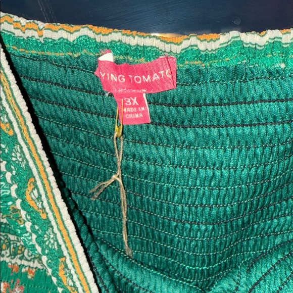 Flying Tomato Green and Orange Floral Long Sleeve Dress - Picture 4 of 4